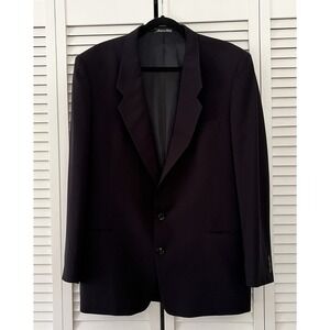 Vtg Giorgio Armani Le Collezioni 100% Pure Virgin Wool Dark Navy Jacket 42 Long